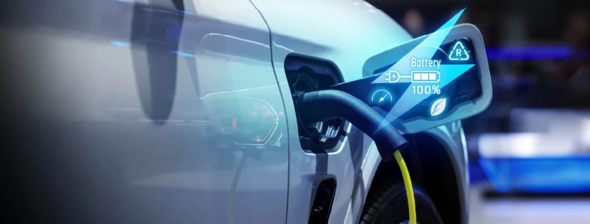 conector de auto eléctrico mostrando carga lenta de batería en proceso