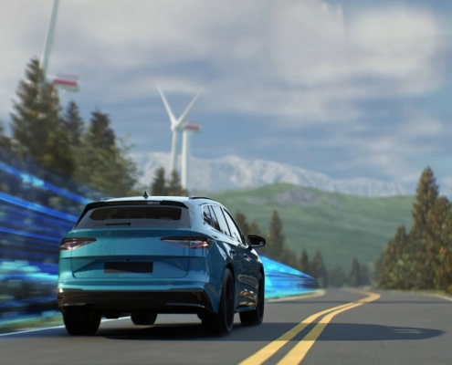 auto eléctrico en carretera representando movilidad sostenible