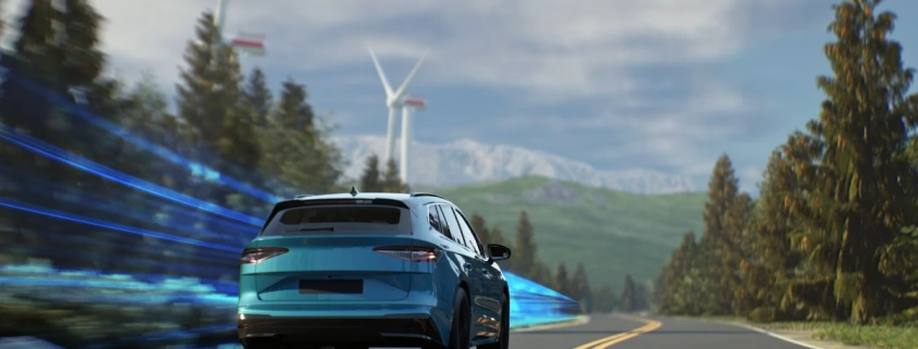 auto eléctrico en carretera representando movilidad sostenible